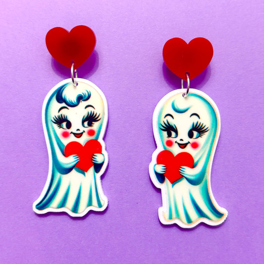 Retro Sweetheart Ghosts Drop Earrings