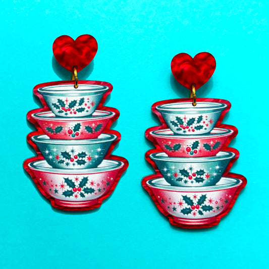 Christmas Pyrex Drop Earrings