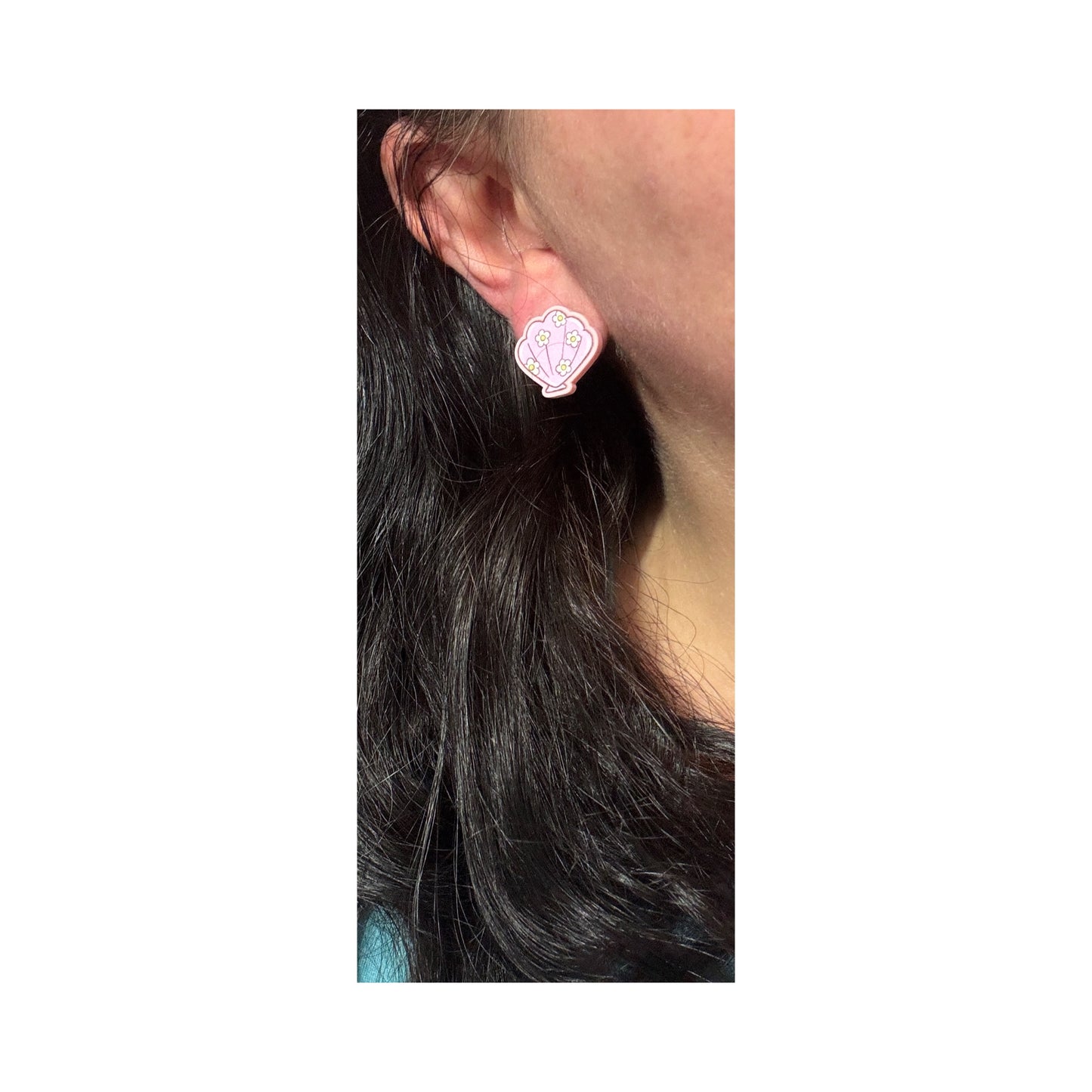 Daisy Seashell Post Earrings