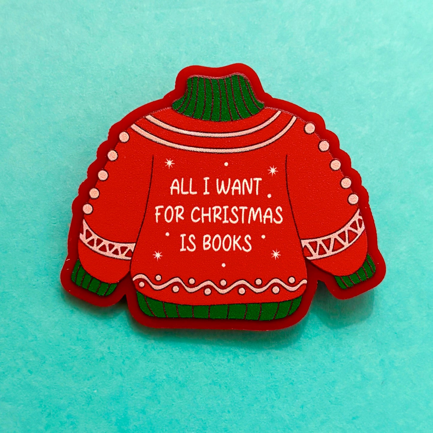 Bookmas Christmas Sweater Pin