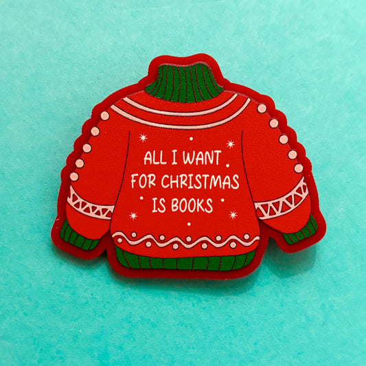 Bookmas Christmas Sweater Pin