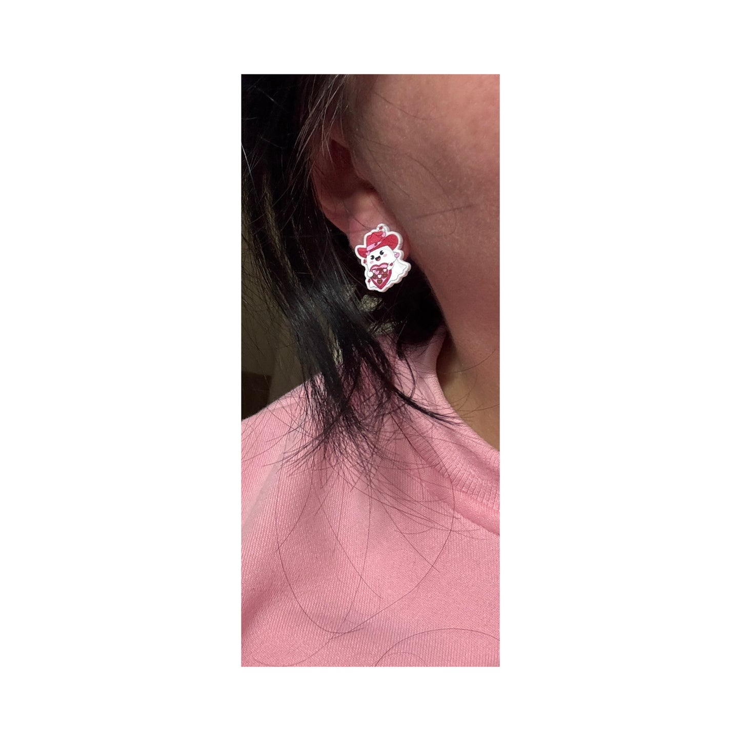 Cowboy Hat Sweetheart Ghostie Post Earrings