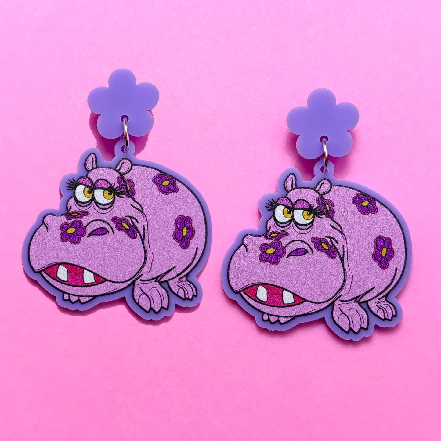 Lavender Hippo Drop Earrings
