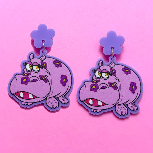 Lavender Hippo Drop Earrings