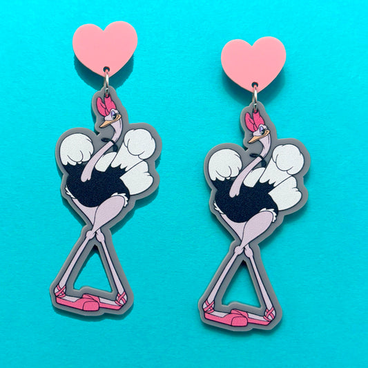 Ostrich Ballerina Drop Earrings