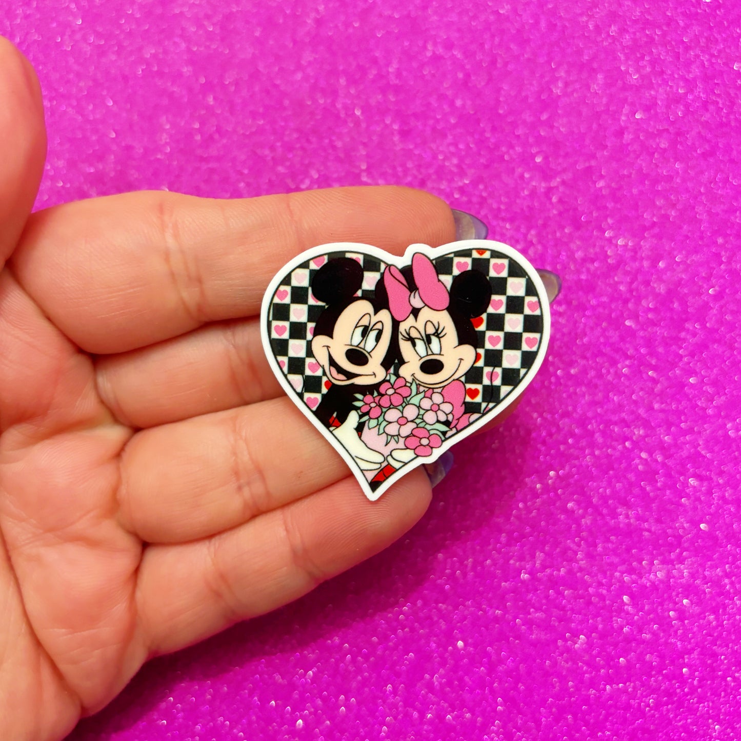 FREE GIFT - Mouse Couple Checkered Heart Pin