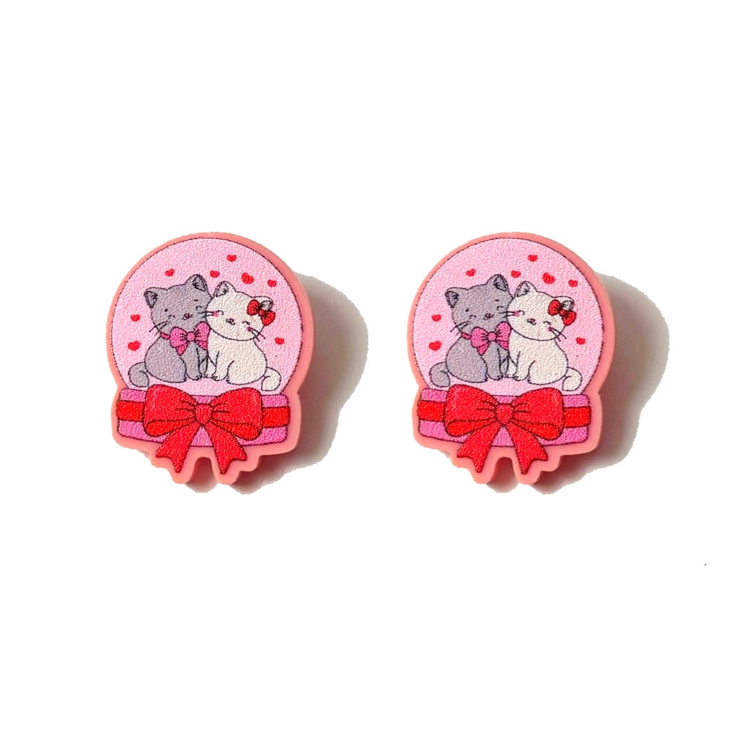 Sweetheart Kitty Snowglobe Post Earrings