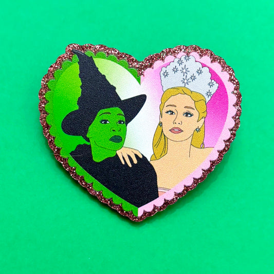 Elphie & Glinda Pin - Pink Glitter