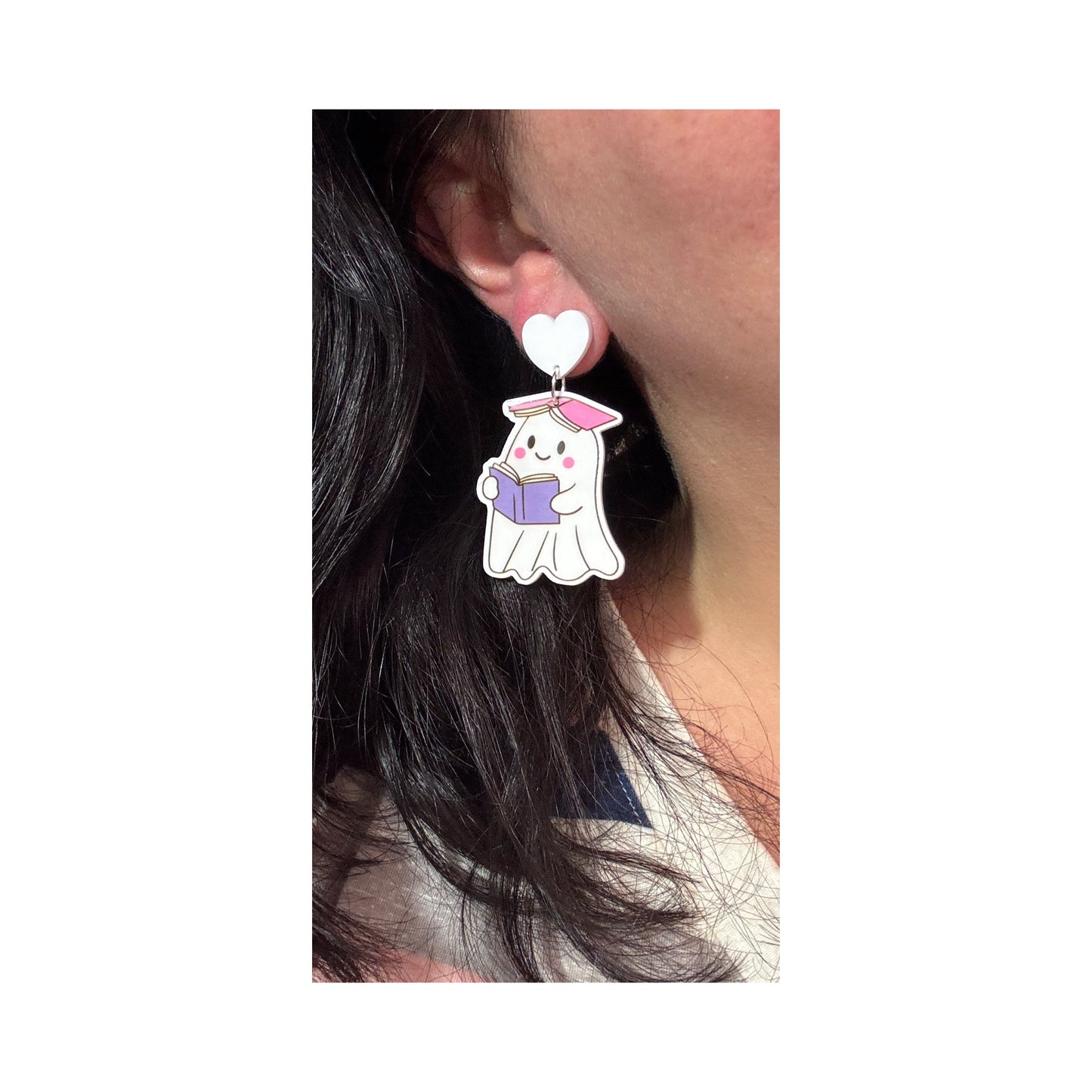 Silly Bookish Ghost Drop Earrings