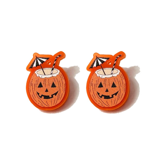 Jack-o’-lantern Coconut Cocktail Post Earrings