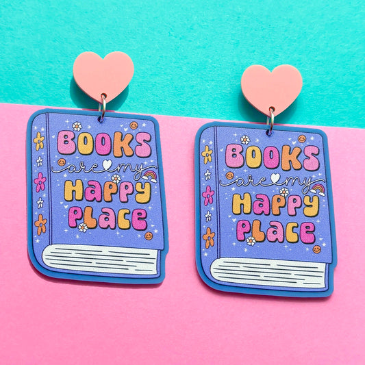 Books Are My Happy Place Drop Earrings