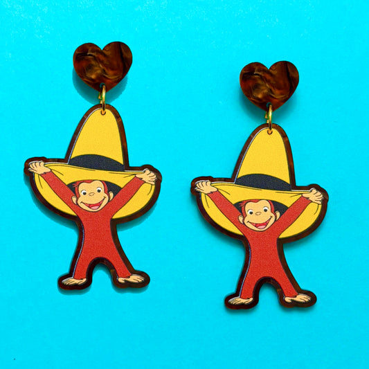 Curious Monkey Drop Earringss