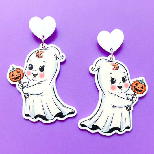 Retro Ghost Cuties Drop Earrings