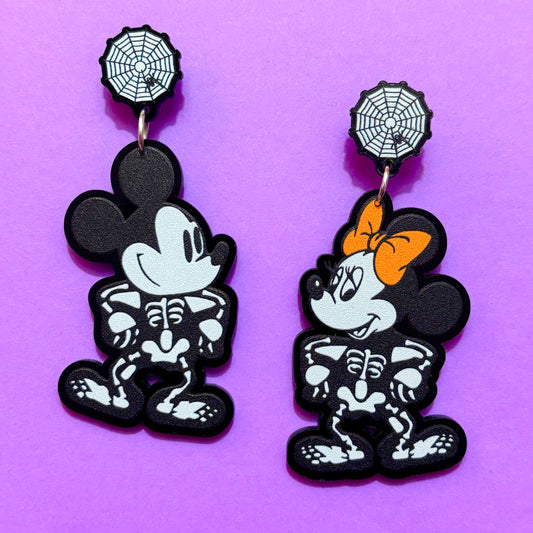 Mouse Skeleton Couple Drop Earrings