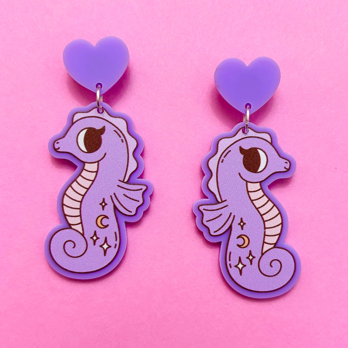 Lavender Seahorse Drop Earrings