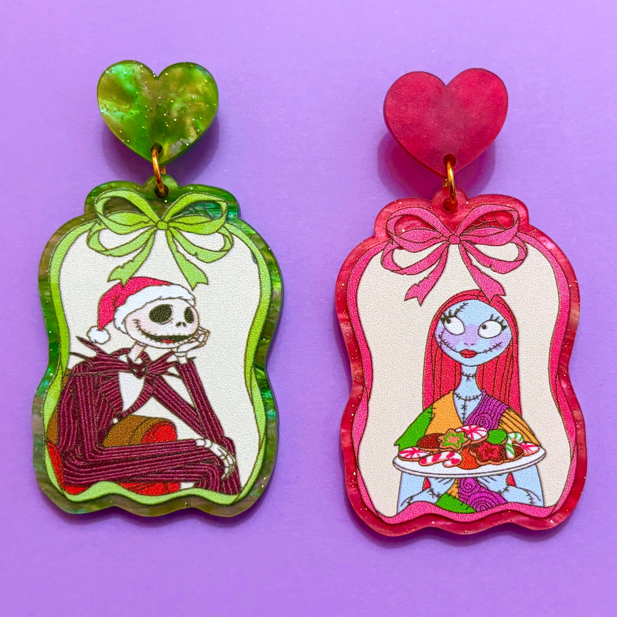 Holiday Jack & Sally Frame Drop Earrings