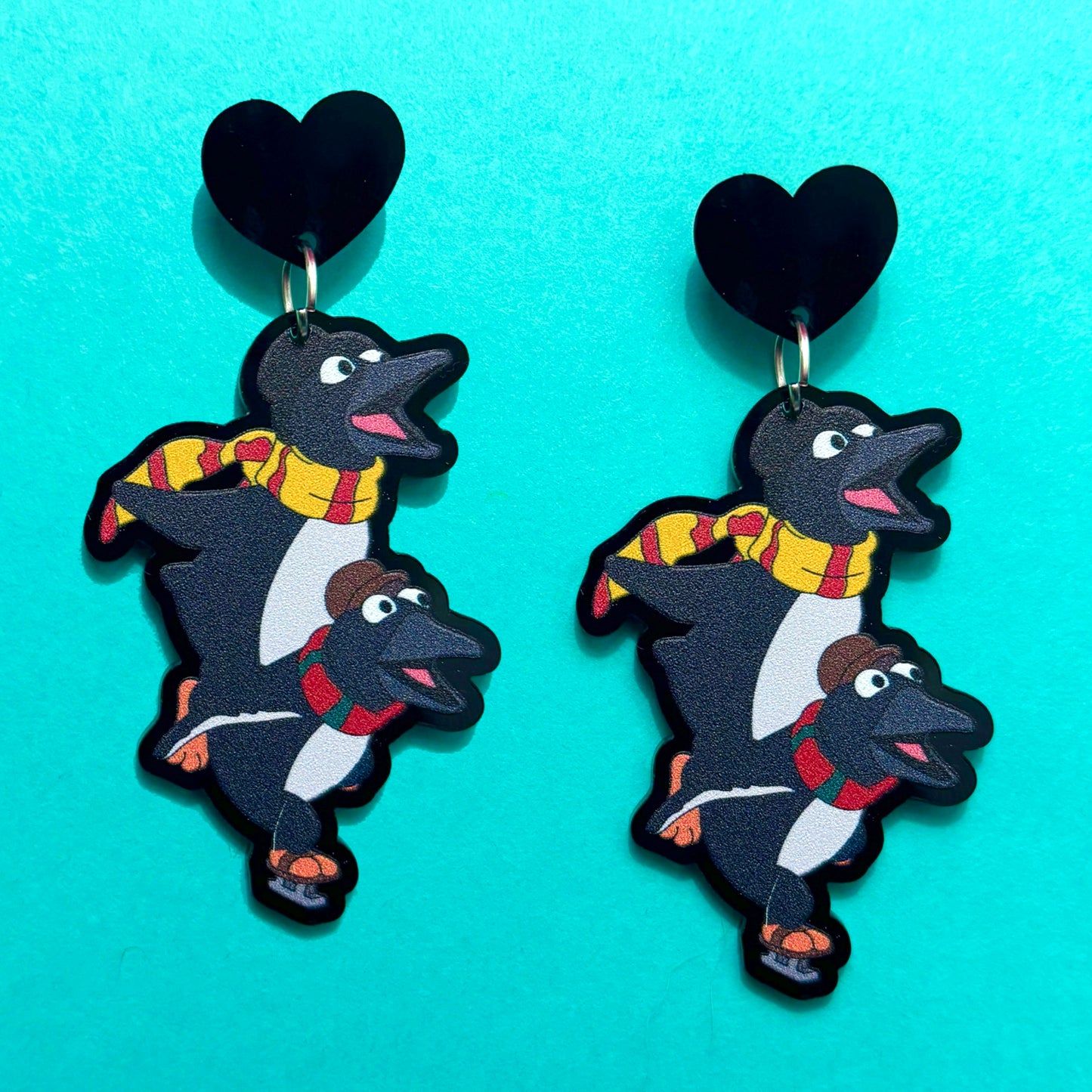 Penguins Christmas Skating Party Drop Earrings