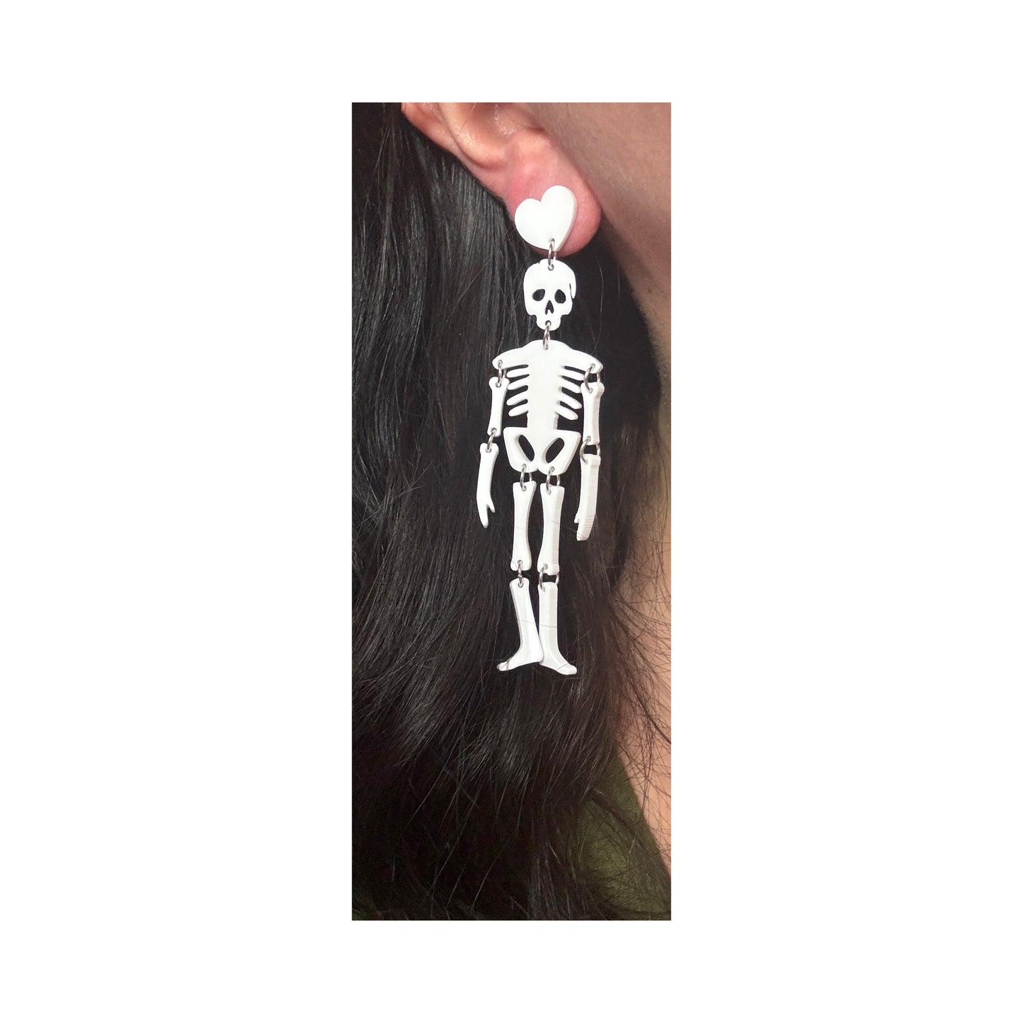 White Skeleton Drop Earrings