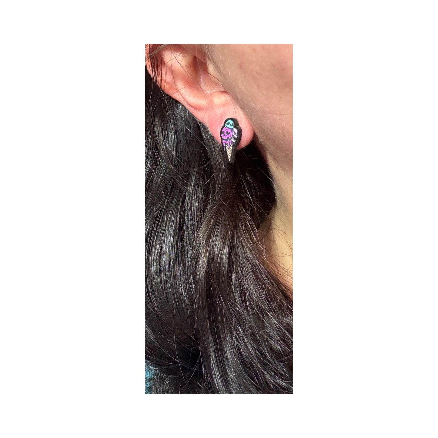Spooky Triple Scoop Ice Cream Post Earrings