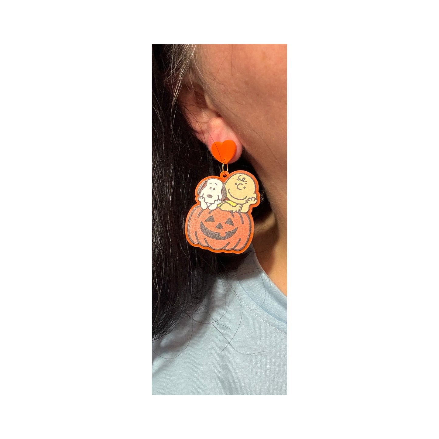 Pumpkin Snoop & Charlie Drop Earrings