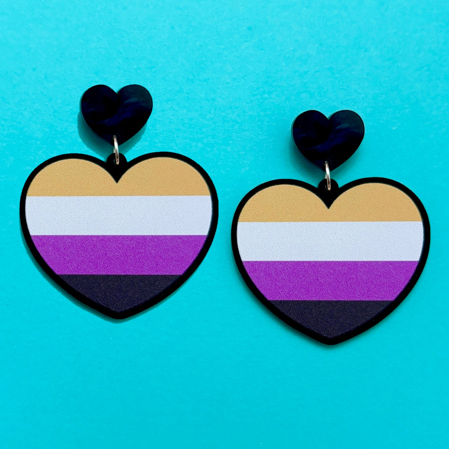Non-binary Pride Heart Drop Earrings