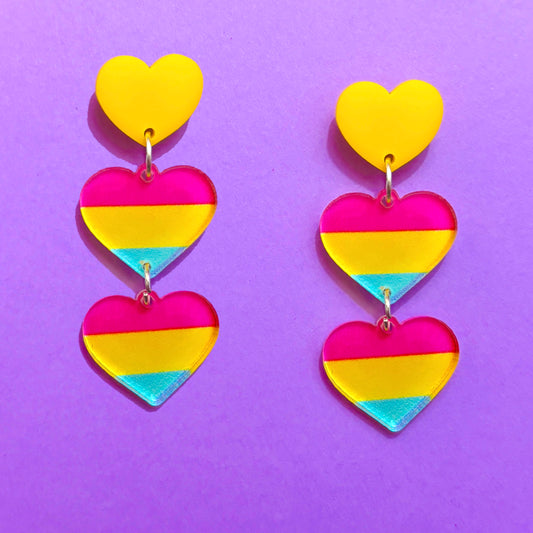 Pansexual Heart Drop Earrings