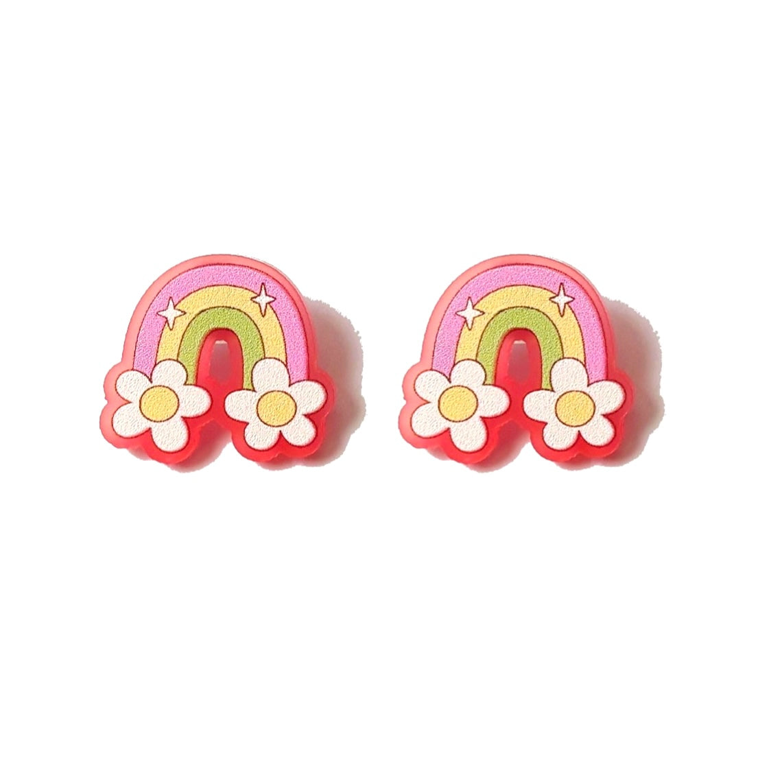 Pink Twinkle Daisy Rainbow Post Earrings