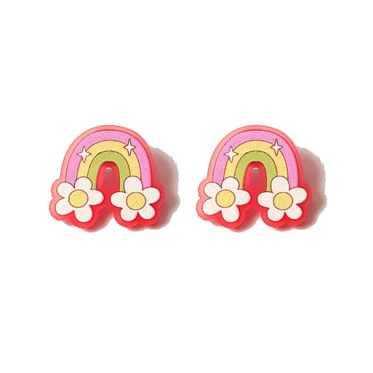Pink Twinkle Daisy Rainbow Post Earrings