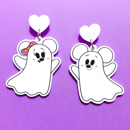 Cutie Mouse Ghost Couple Drop Earrings