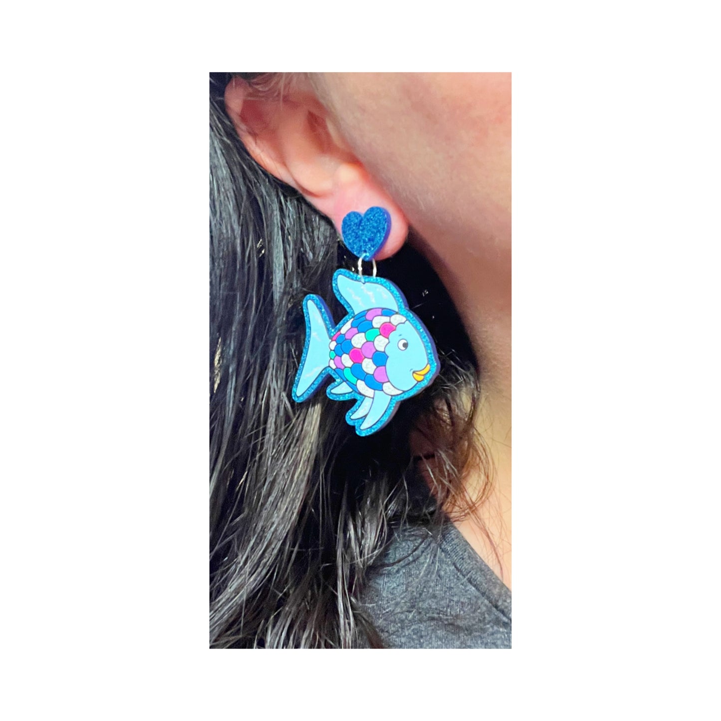 Rainbow Fish Sparkle Drop Earrings