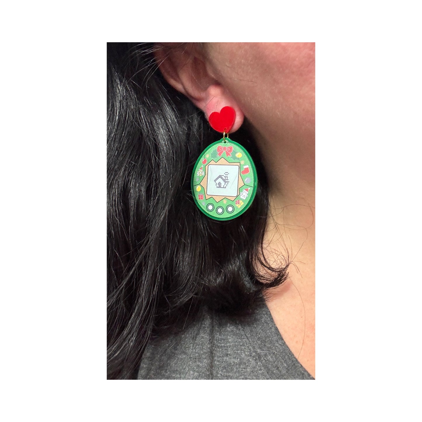 Christmas 90s Digital Pet Drop Earrings
