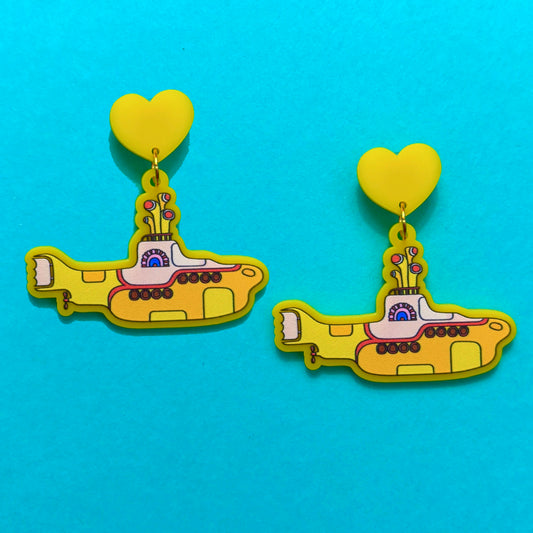 Yellow Submarine Acrylic Drop Earrings