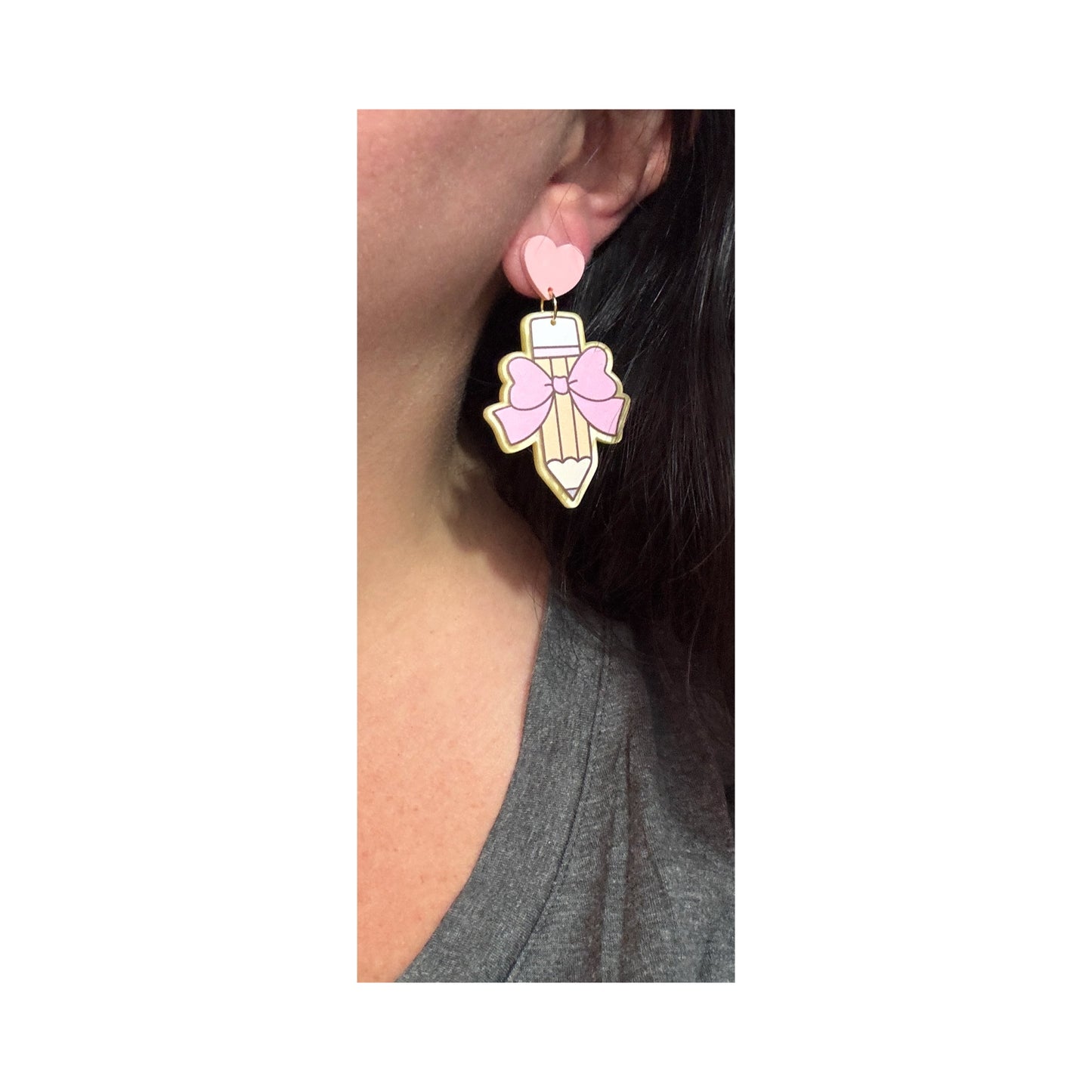 Coquette Bow Pencil Drop Earrings