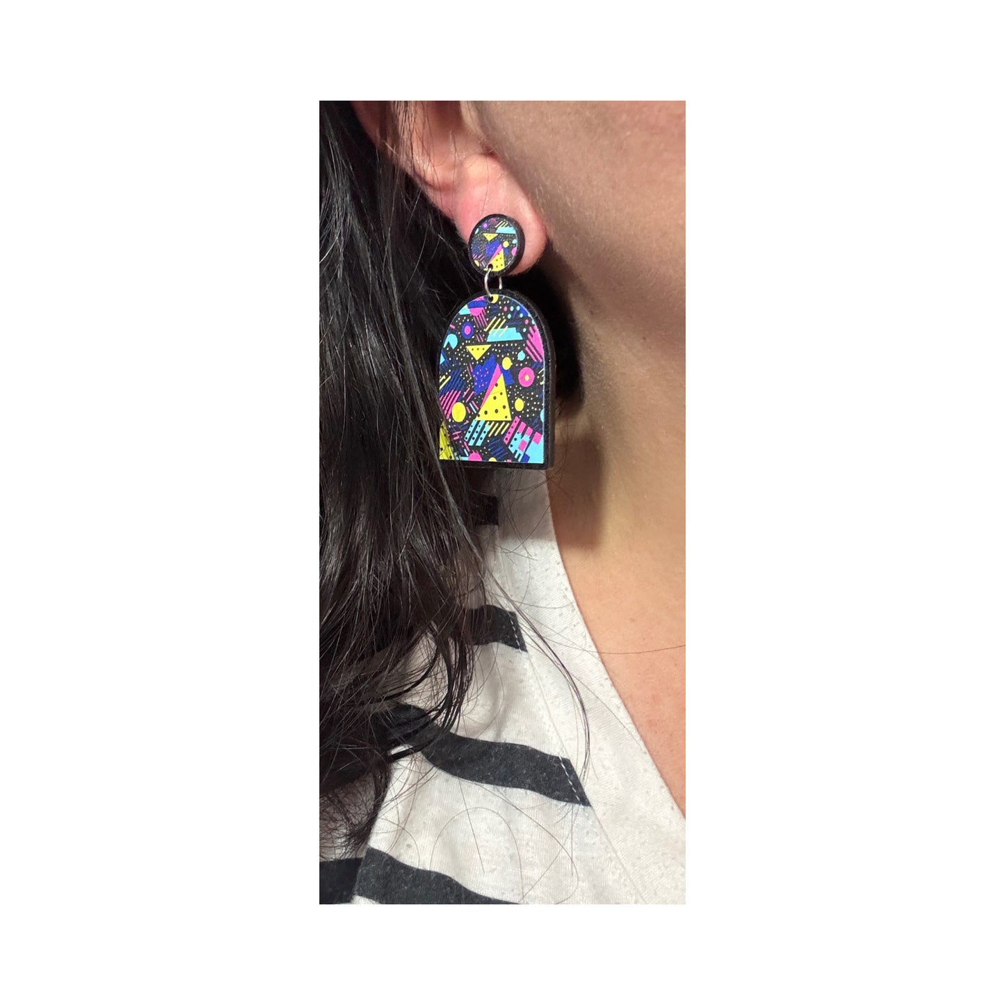 Neon Print Arch Drop Earrings