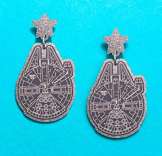 Space Falcon Acrylic Drop Earrings