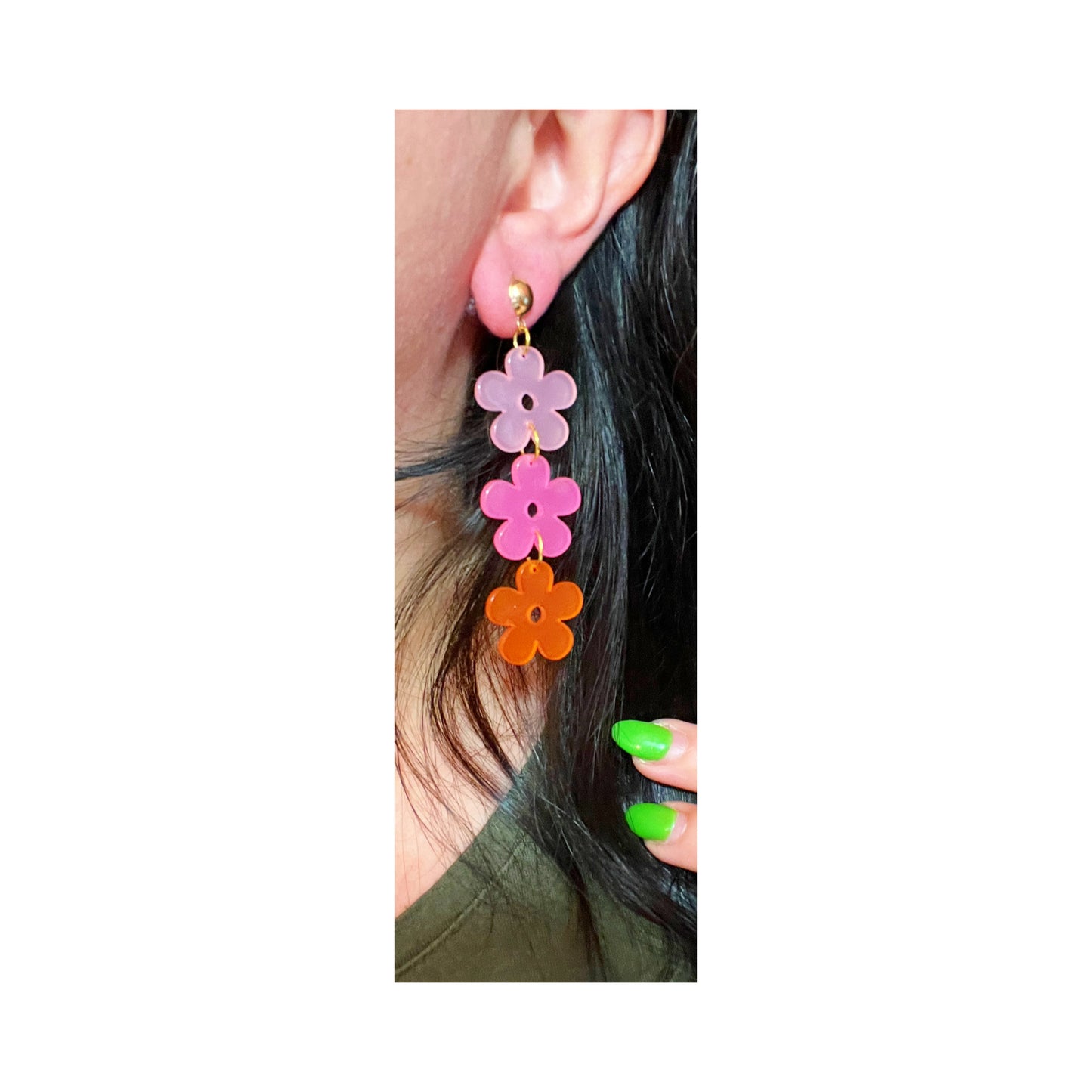 Multi Color Flower Drop Earrings