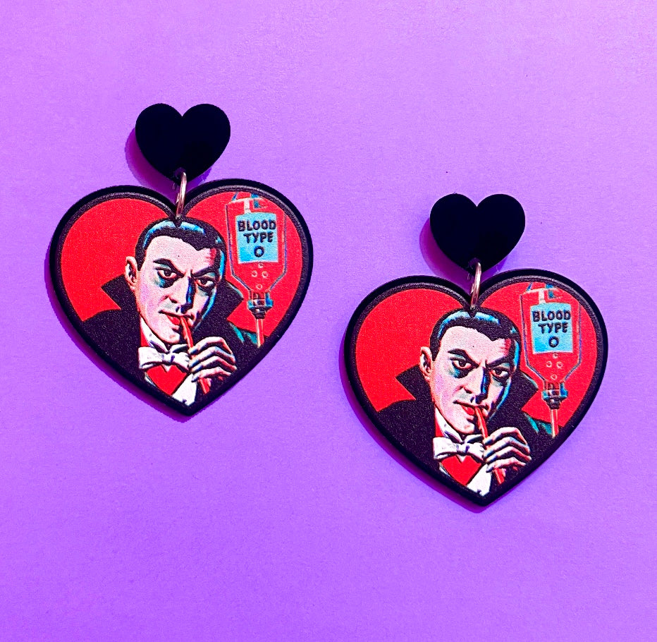 Vintage Dracula Valentine Drop Earrings