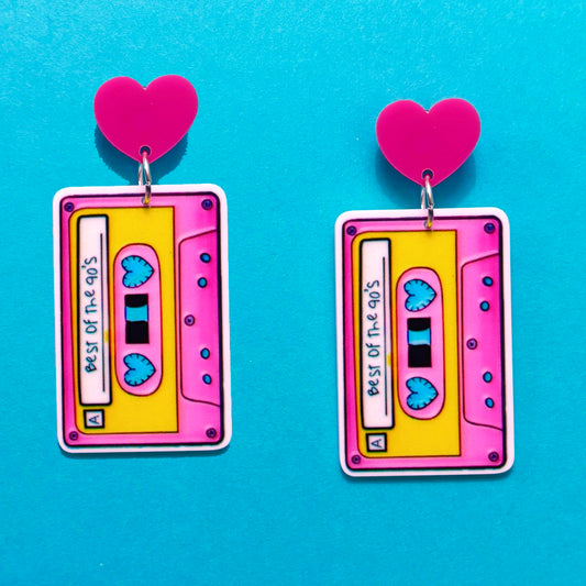 90s Mix Tape Acrylic Drop Earrings