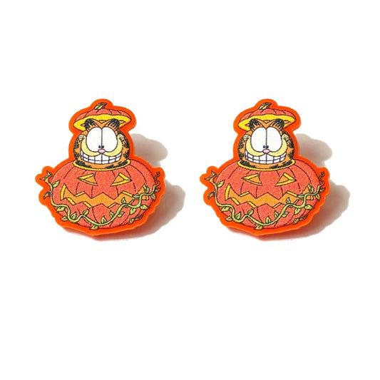 Pumpkin Fat Cat Post Earrings