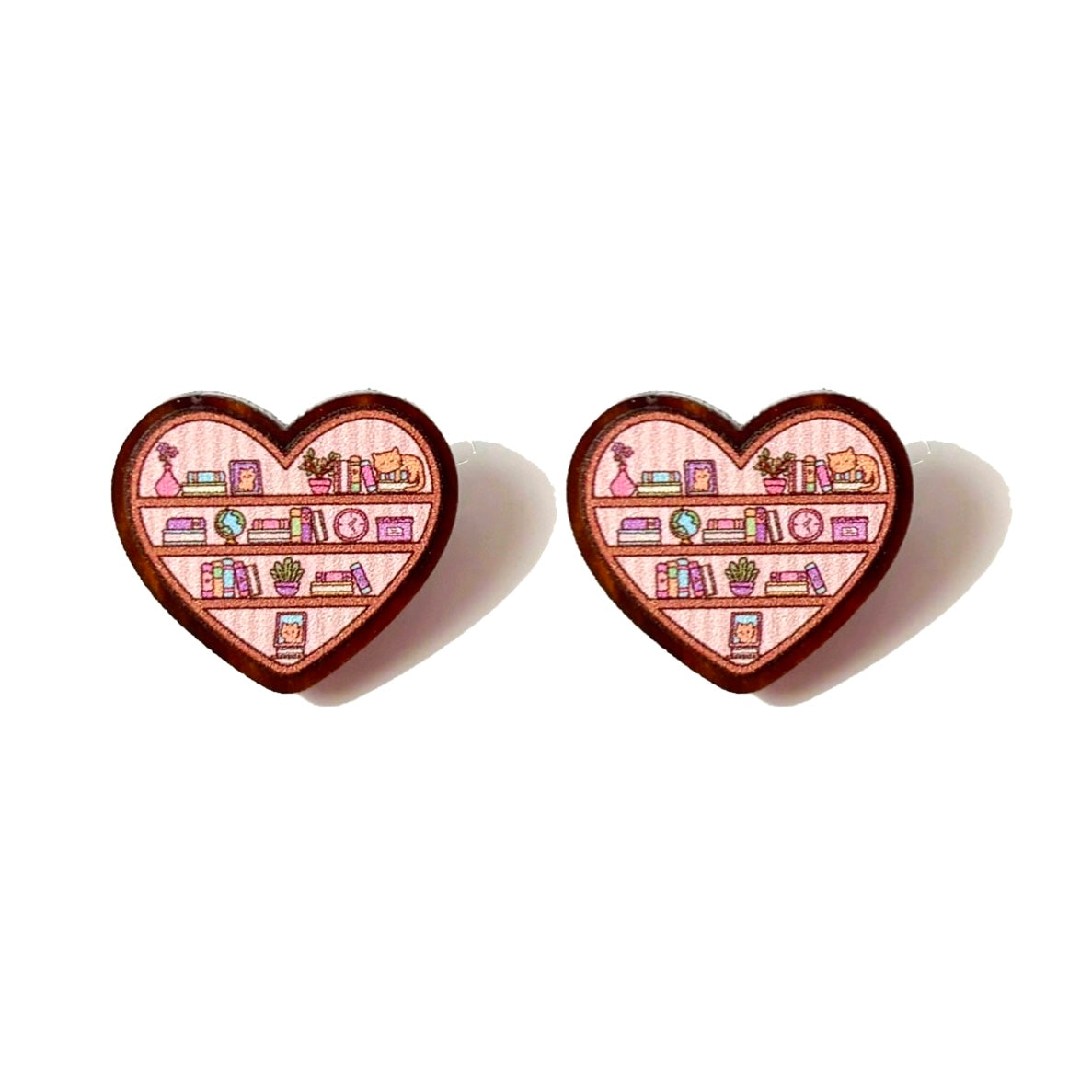 Heart Bookshelf Post Earrings