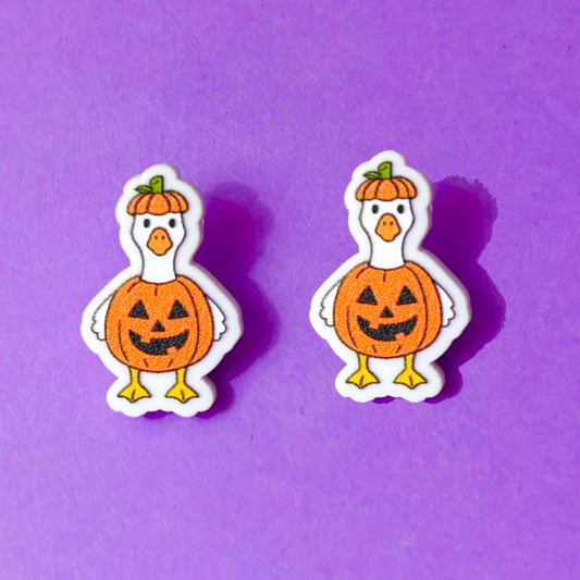 Pumpkin Silly Goose Post Earrings