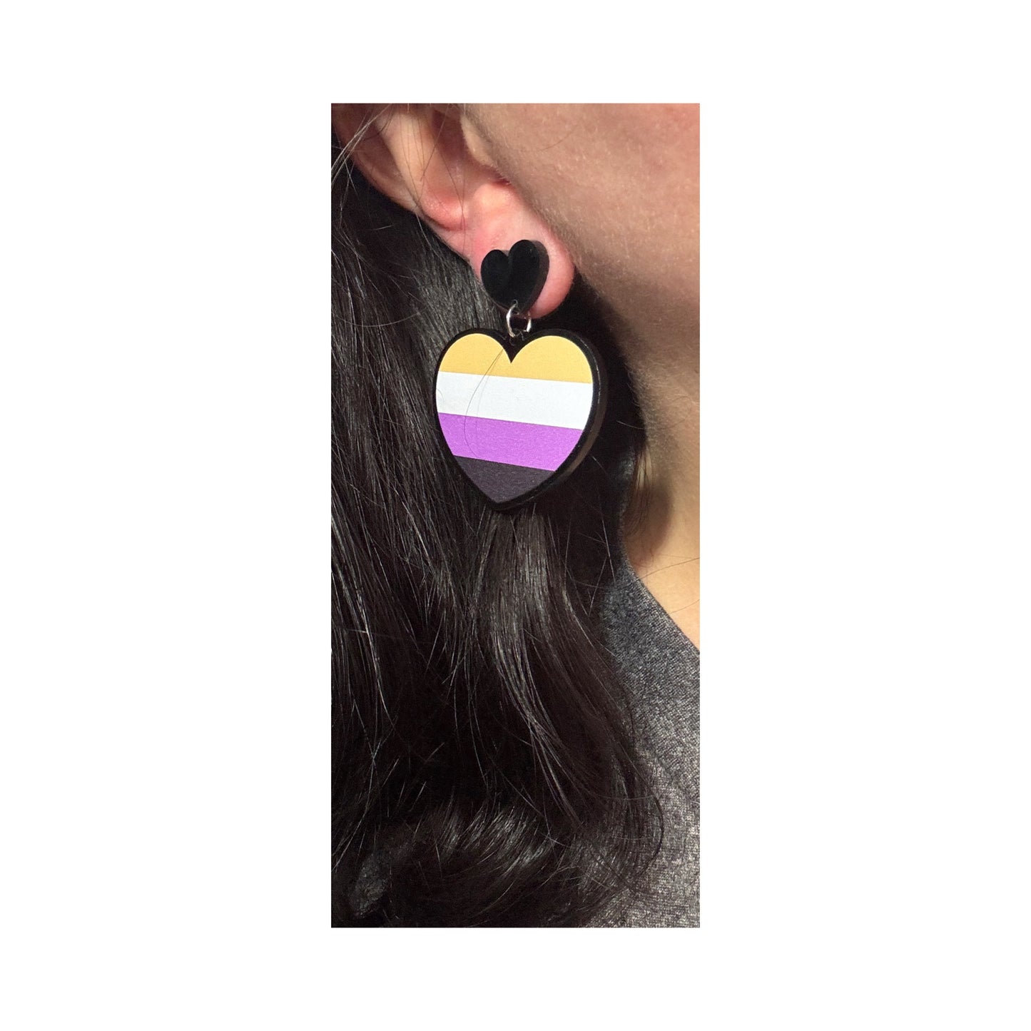 Non-binary Pride Heart Drop Earrings