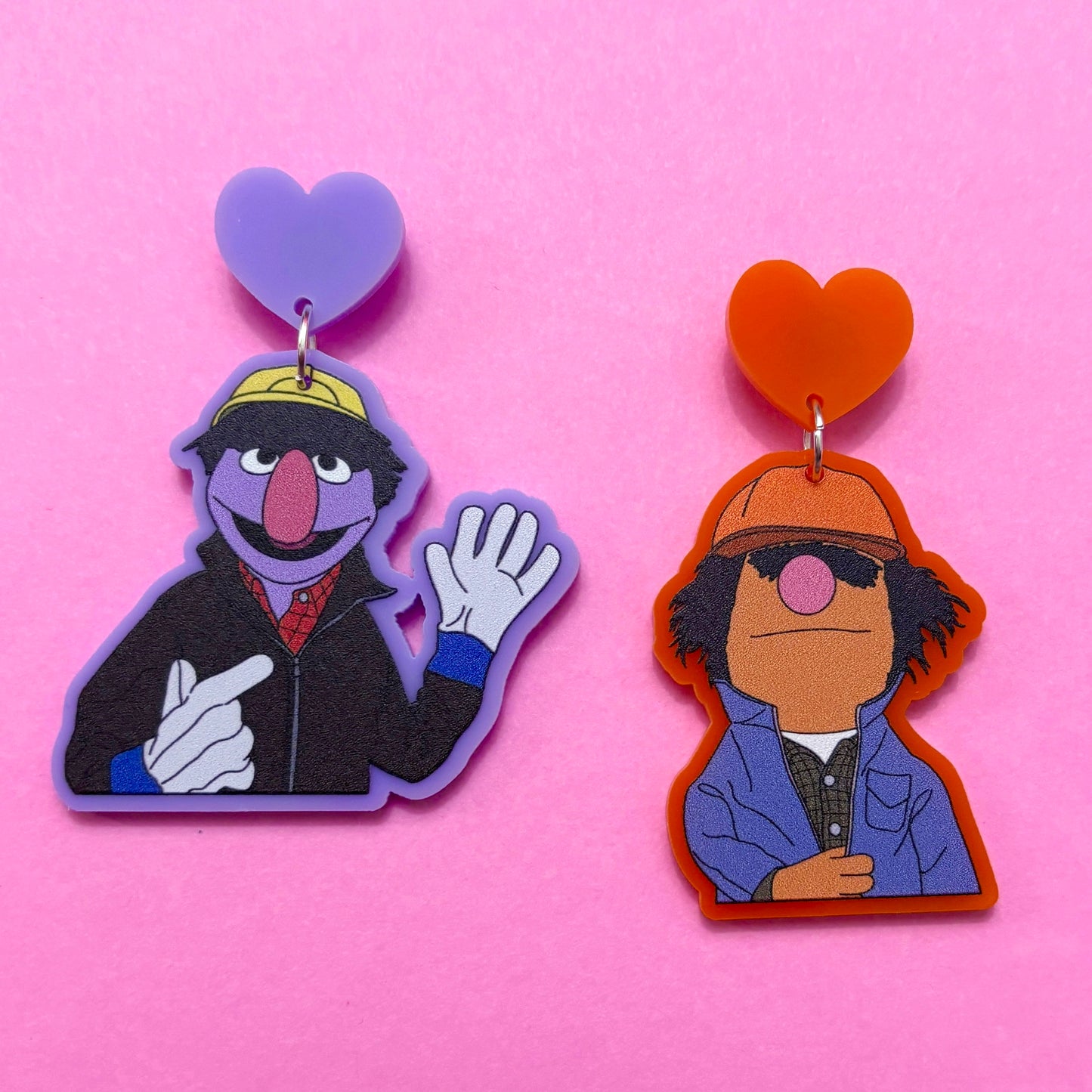 Construction Duo Puppets Drop Earrings