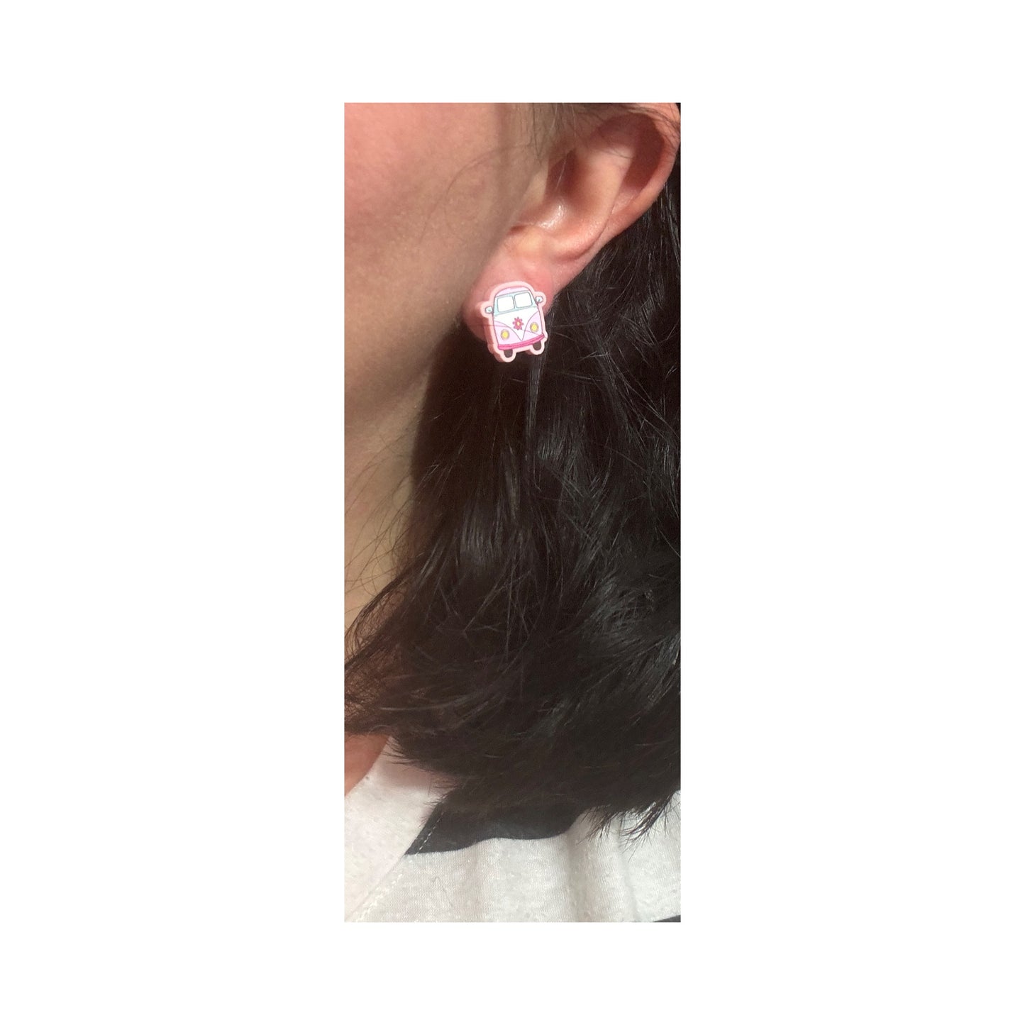 Pink & Aqua Groovy Van Post Earrings