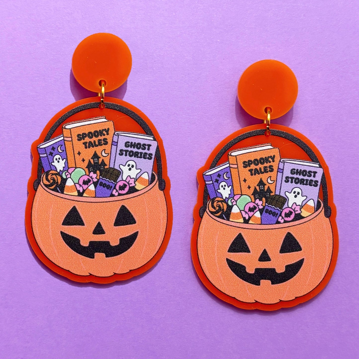 Bookish Pumpkin Bucket Drop Earrings