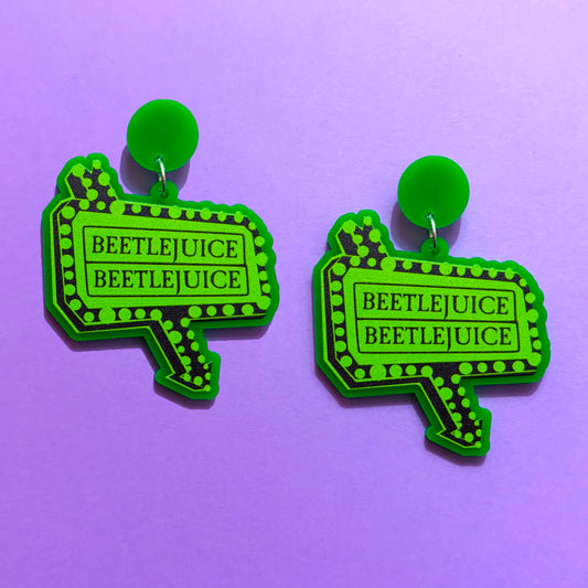 Beetlejuice Sign Drop Earring
