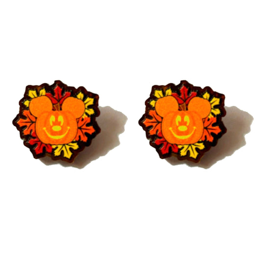 Autumn Mouse Pumpkin Post Earrings