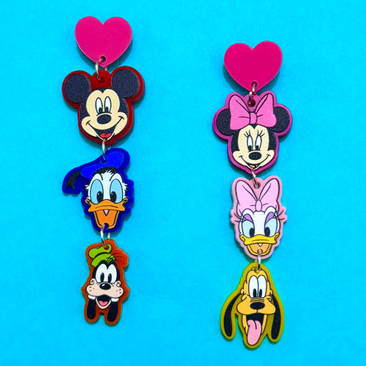 Mouse & Friends Sensational Six Inspired Tiered Drop Earrings