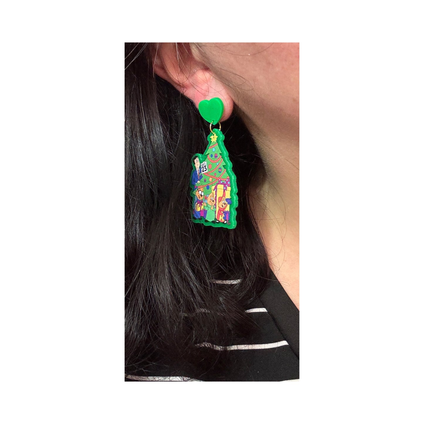 Chipmunk Christmas Drop Earrings