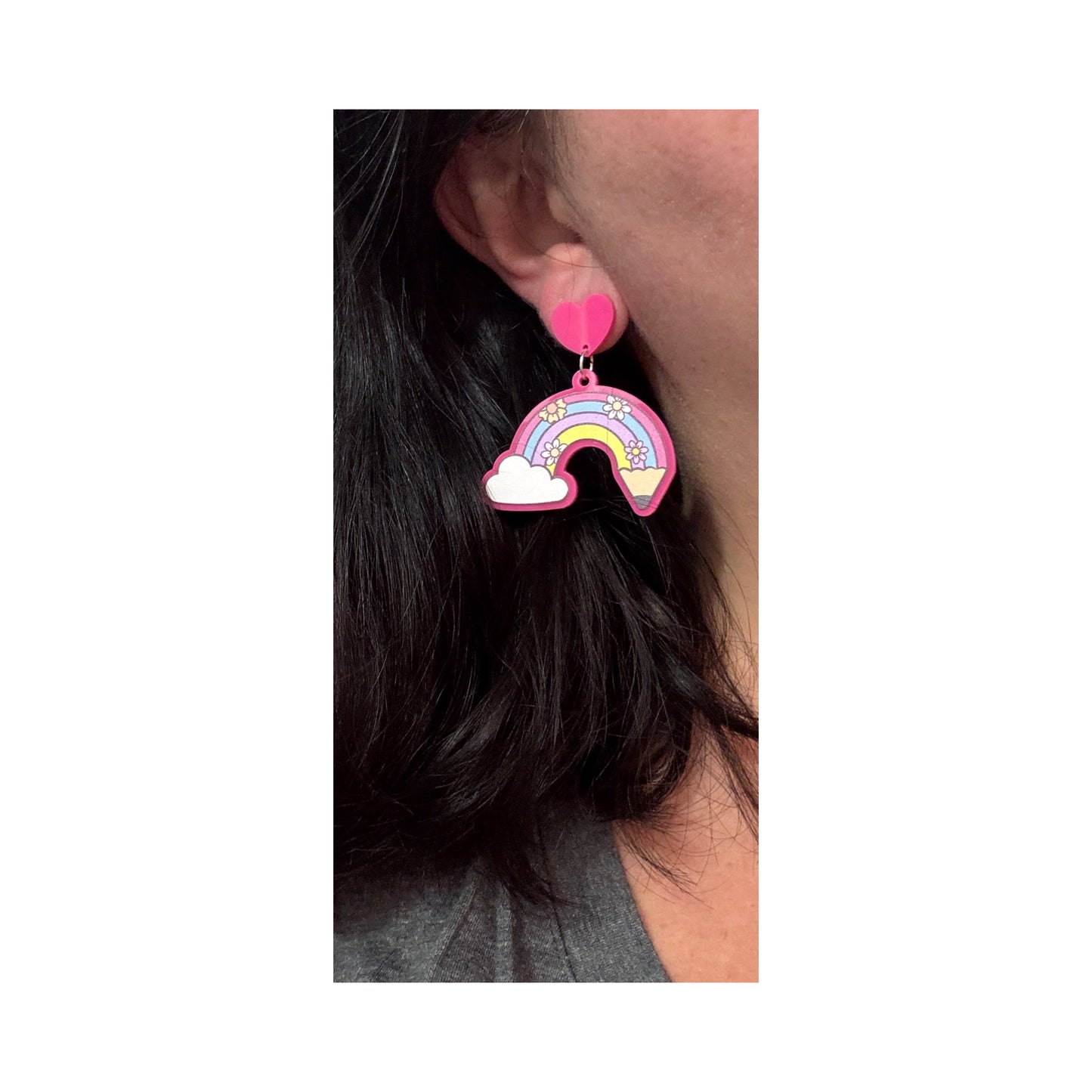 Groovy Pencil Rainbow Drop Earrings